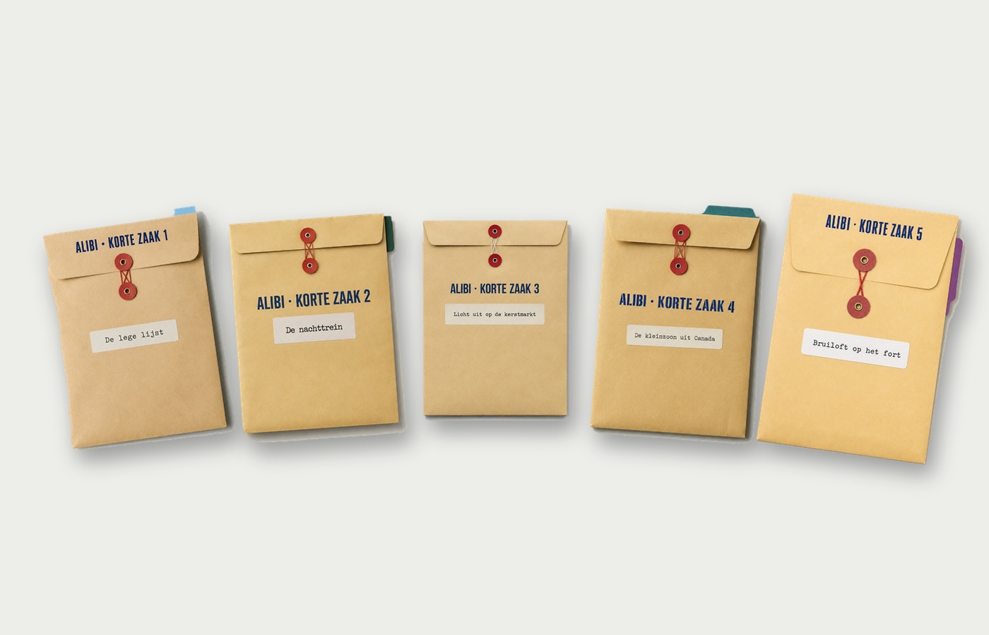 Vijf enveloppen met de korte zaken